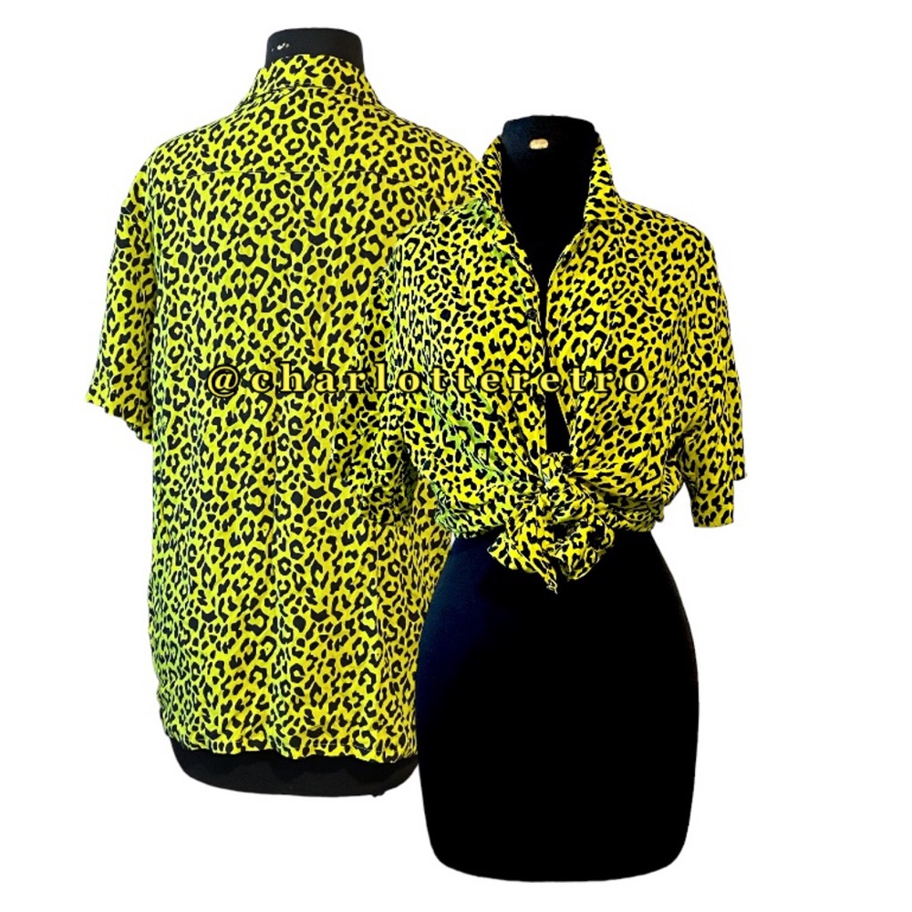 Petals and Peacocks • Neon Cheetah Button Down